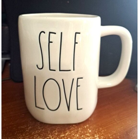 Rae Dunn Artisan Collection SELF LOVE 20oz. White Mug - Picture 1 of 8